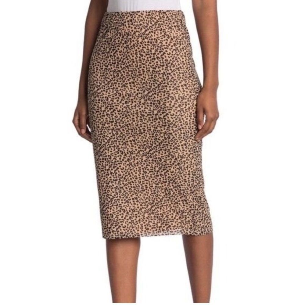 AFRM Leopard Animal‎ Print Mesh Knee Length Skirt Size Small